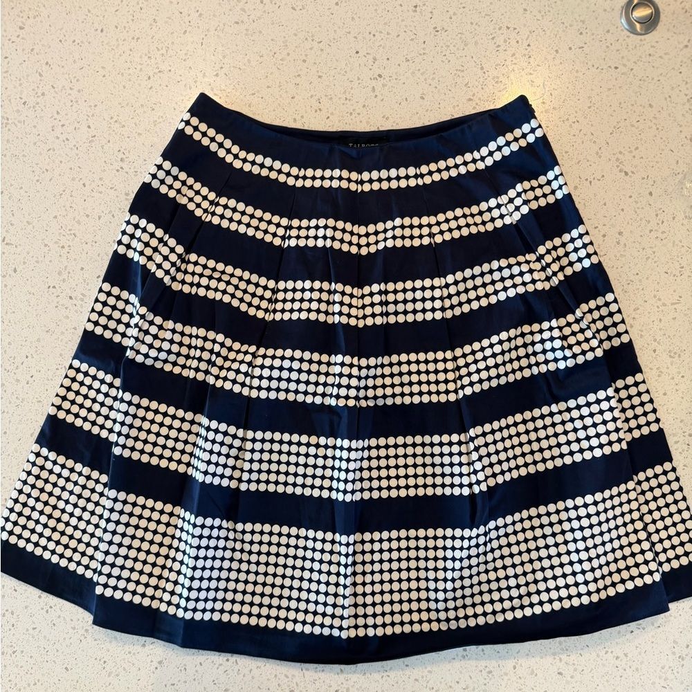 Talbots Navy and White Polka-Stripe A-Line Skirt 8P
